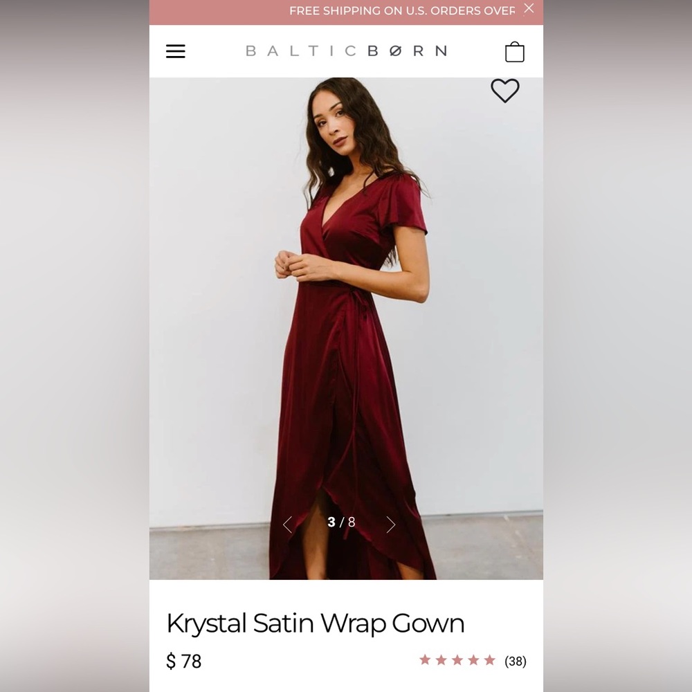Baltic born. Size XS. Krystal satin wrap dress wine color. Worn once.